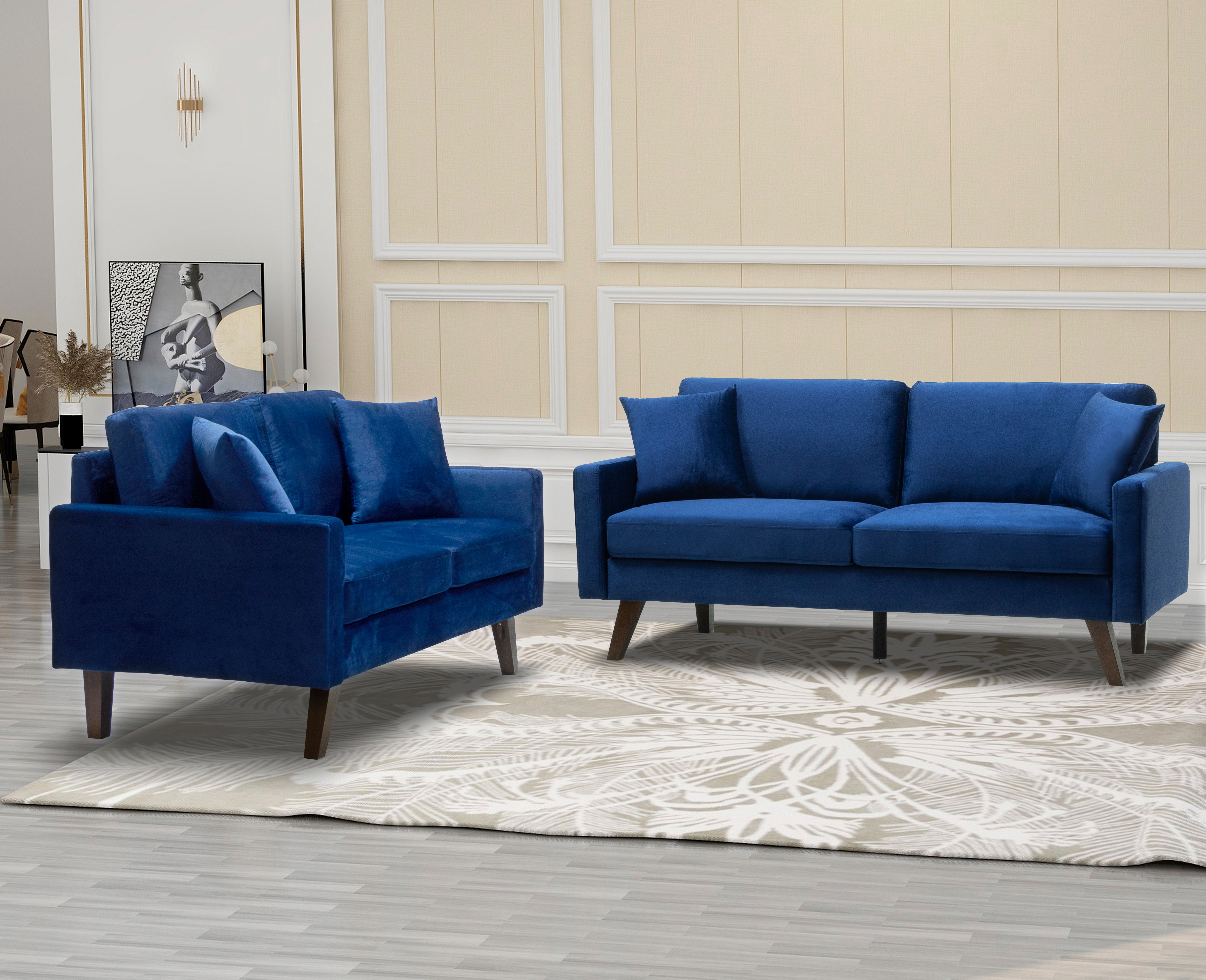 MAJA BLUE VELVET SOFA/LOVE: Lease to Own and Financing Rentals in